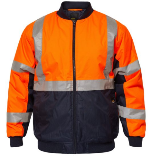 Picture of WorkCraft Hi Vis Modern Reflective Bomber Jacket with X Pattern